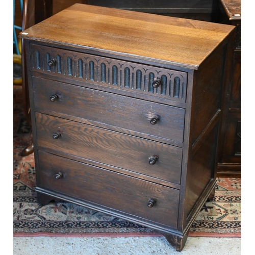 77 - An Old Charm style four drawer chest of drawers, 76 cm x 47 cm x 86 cm h to/with am oak three drawer... 