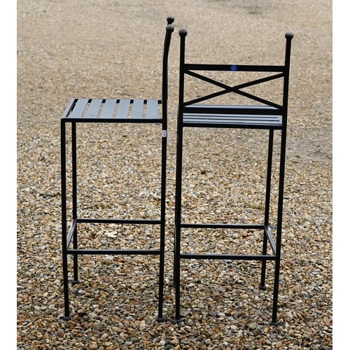 8 - A pair of modern black painted steel bar stools (2)