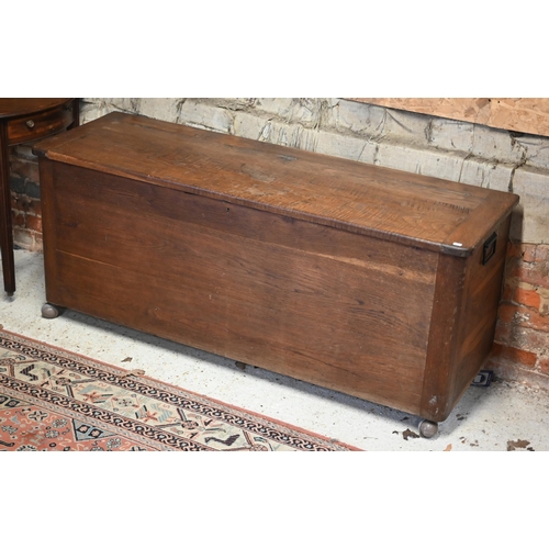 96 - An old oak blanket chest, 155 cm x 49 cm x 65 cm h