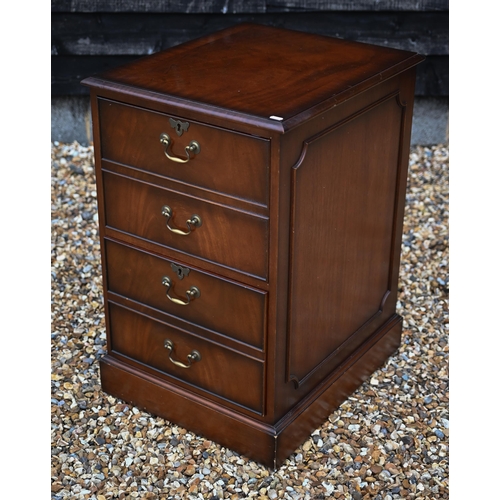 99 - A reproduction mahogany Georgian style filing cabinet, the two drawers as twin short dummy drawer fr... 