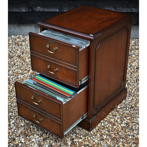 99 - A reproduction mahogany Georgian style filing cabinet, the two drawers as twin short dummy drawer fr... 