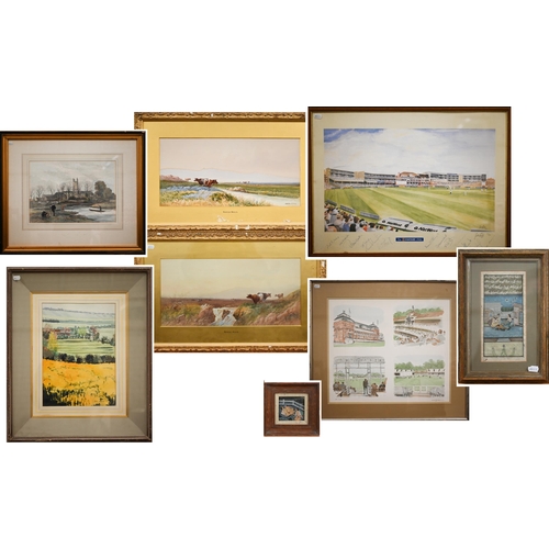 300 - Mixed pictures including two Norton Willis watercolour studies of cattle, Don Brown watercolour land... 