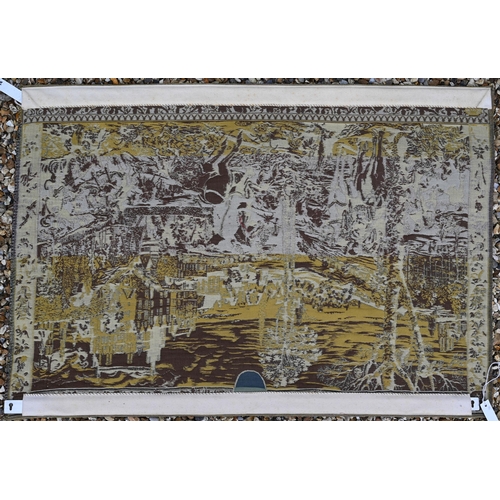 348 - Belgian machine-loomed tapestry wall hanging depicting a medieval hunting scene, 75 x 110cm