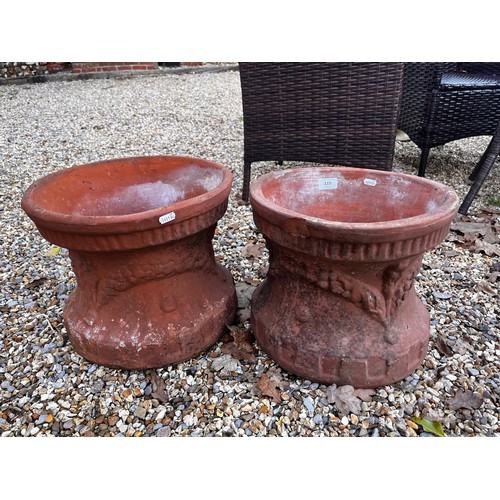 115 - A pair of weathered terracotta planter pots/plinths (2)