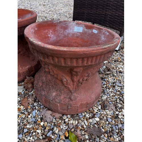 115 - A pair of weathered terracotta planter pots/plinths (2)