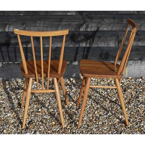 220A - Six mid century Ercol (unmarked) model 391 elm and ash Windsor dining chairs, 1960's