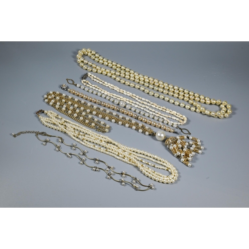 271 - Collection of various simulated and cultured pearl necklaces, various colours, lengths, sizes etc (b... 