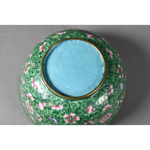 337 - A 19th century Chinese famille rose cylindrical jar and cover or caddy, painted in polychrome enamel... 