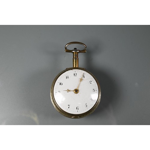 Markwick, London, an 18th century silver pair cased striking pocket watch, the verge chain fusee repeat movement with pierced tulip pillars, signed and numbered 237, striking the hours on a bell, white enamelled dial, gilt hands, the later case chased and pierced, the pair case with circular sound apertures to the circumference, both hallmarked for London 1807