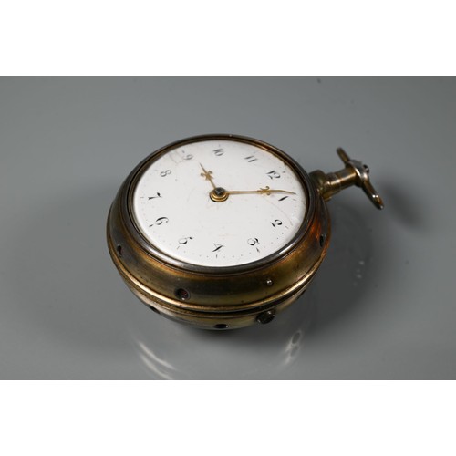 306 - Markwick, London, an 18th century silver pair cased striking pocket watch, the verge chain fusee rep... 
