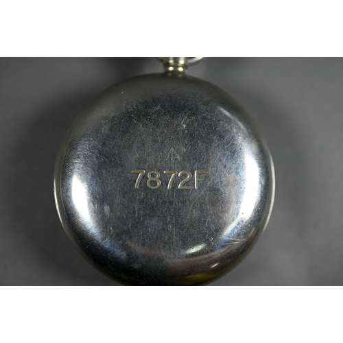 315 - Williamson Ltd, London, No. 7872F, a WWI military pocket watch, subsidiary seconds, 50 mm dia.