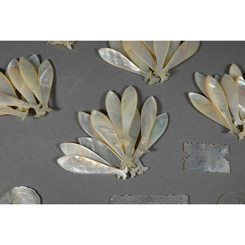 354 - Approximately one hundred early 19th century Chinese mother of pearl gaming counters, Qing dynasty, ... 