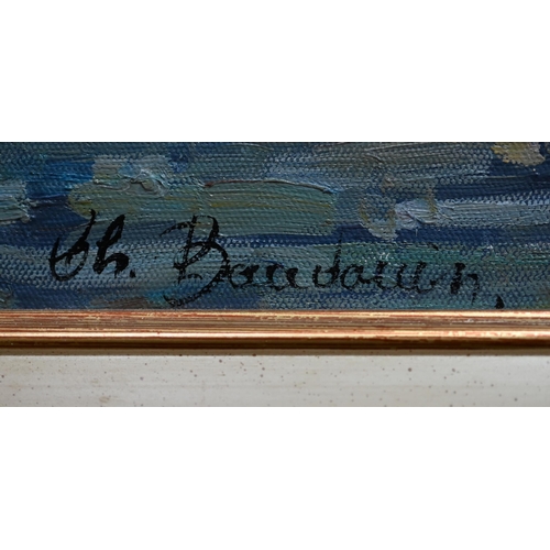 688 - Ch Bourdaun - Harbour scene, Martiques, oil on canvas, signed lower left, 49 x 60 cm