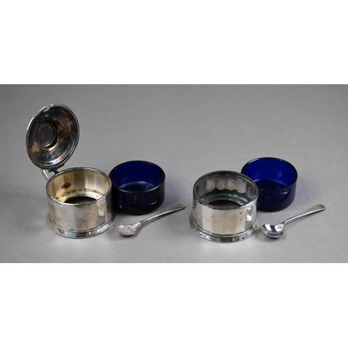 102 - A silver four-piece condiment set, William Neale, Birmingham 1937, to/w an Edwardian mustard and an ... 