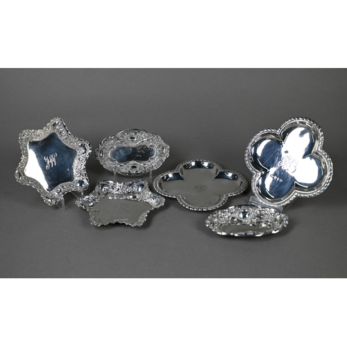 107 - A pair of late Victorian silver quatrefoil pin dishes with gadrooned rims, John Edward Wilmot, Birmi... 