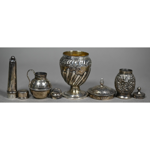 113 - A late Victorian silver pounce-pot of baluster form, William Richard Corke, London 1893, 8cm high, t... 