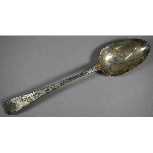 129 - A matched pair of George III Irish silver bright-cut tablespoons, James Keating (probably), Dublin 1... 