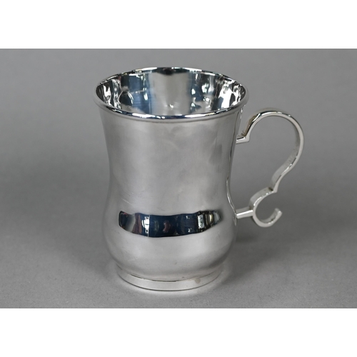 132 - A heavy quality silver baluster Christening mug  with scroll handles, maker IGK (not identified), Bi... 