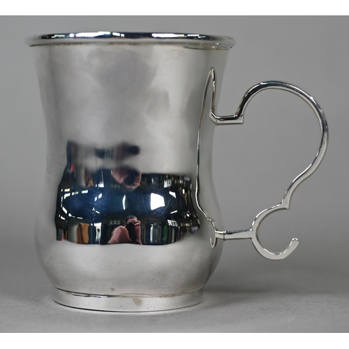 132 - A heavy quality silver baluster Christening mug  with scroll handles, maker IGK (not identified), Bi... 