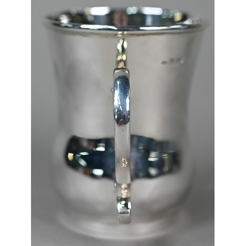 132 - A heavy quality silver baluster Christening mug  with scroll handles, maker IGK (not identified), Bi... 