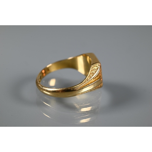 224 - An 18ct yellow gold signet ring with carved shoulders and monogrammed 'A' to face, size Y, approx 14... 