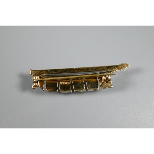 240 - A Signal flag bar brooch, reads: AUDREY, silver gilt and polychrome enamels, 4.5 cm , stamped silver... 