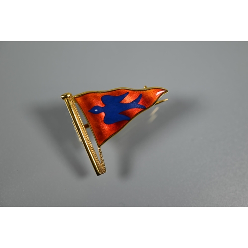 242 - Two 9ct yellow gold and enamel Yacht Club Burgee badges, one stamped Benzie, Cowes, approx 8.1g all ... 