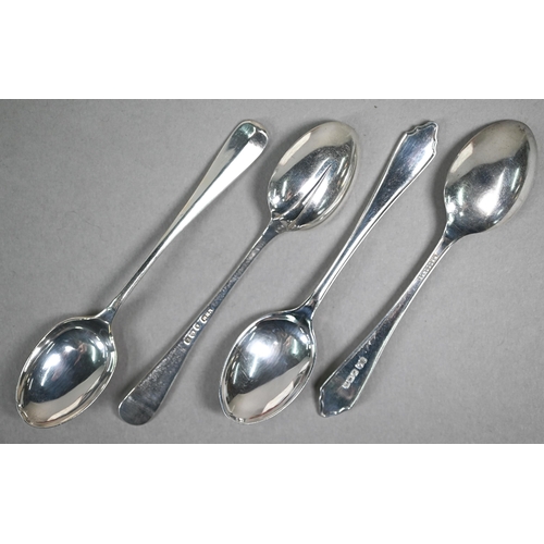 25 - A cased set of twelve silver coffee spoons with tongs, Harrods 1927, to/w a cased set of six coffee ... 
