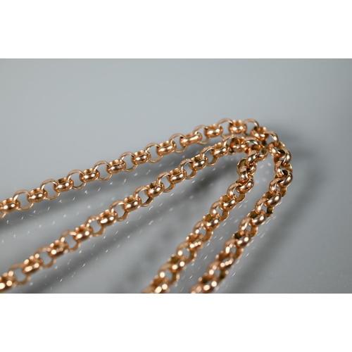 256 - A 9ct rose gold belcher chain, 32 cm long (closed), approx 27g