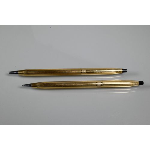 260 - A Cross ballpoint pen and propelling pencil set '1/20 10k gold-filled', in original cream pouch