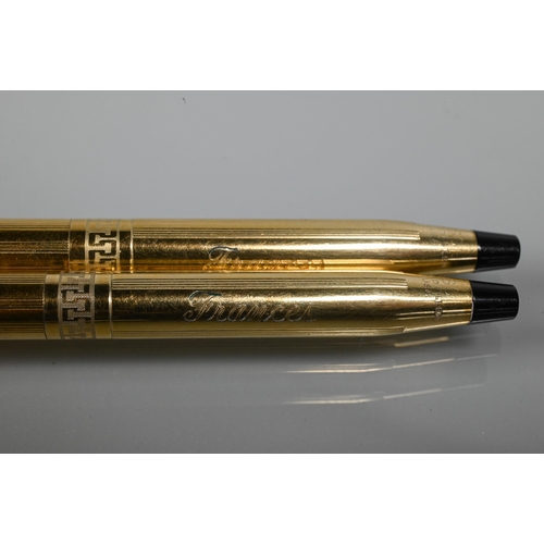 260 - A Cross ballpoint pen and propelling pencil set '1/20 10k gold-filled', in original cream pouch