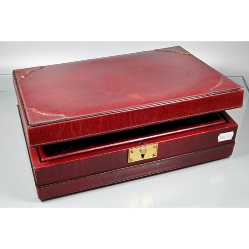 266 - A burgundy jewel case with lift out tray with a quantity of antique and later jewellery including a ... 