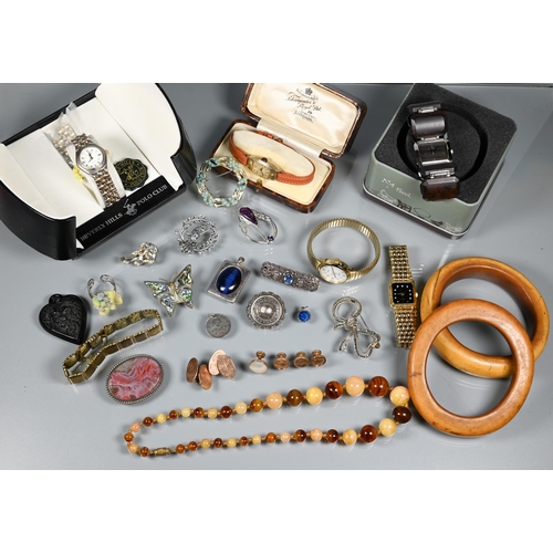 272 - A collection of various jewellery including a pair of oval 9ct rose gold chain link cufflinks with m... 