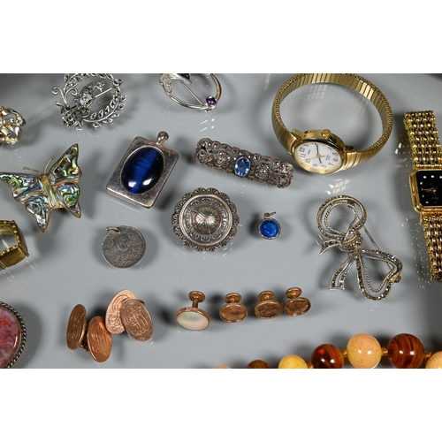 272 - A collection of various jewellery including a pair of oval 9ct rose gold chain link cufflinks with m... 