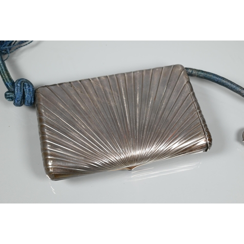 279 - A Russian silver cigarette and vesta case of hinged rectangular form with radial sunburst design, wi... 