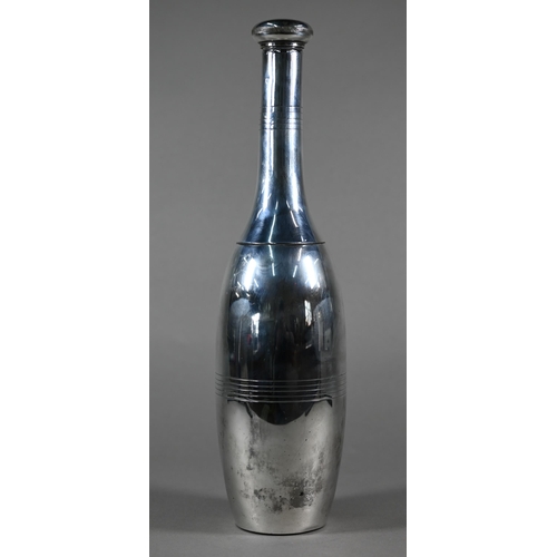 3 - A Dunhill silver-plated cocktail shaker in the form of a bowling skittle, patt. no. 3814, 35cm highG... 