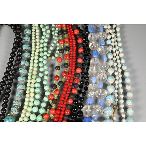 300 - A collection of various hardstone and other bead necklaces including lapis lazuli, turquoise, malach... 