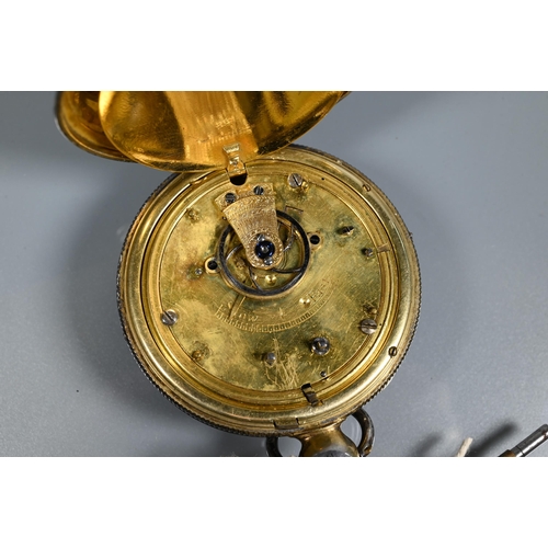 305 - Barwise, London, a Victorian silver / silver-gilt half hunter pocket watch, no. 2753, key wind movem... 