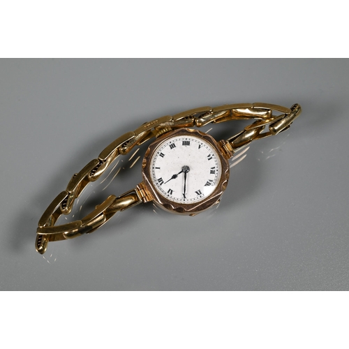 319 - Three various ladies wrist watches - an Eterna 14K on gilt metal expanding strap; a 9ct gold cased w... 