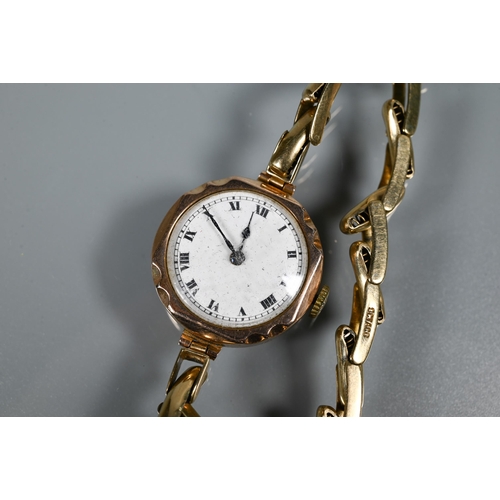 319 - Three various ladies wrist watches - an Eterna 14K on gilt metal expanding strap; a 9ct gold cased w... 