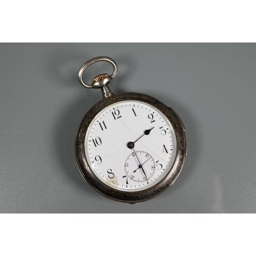 322 - A small Continental white metal cased repeating pocket watch engraved '1882-1907 28th September', to... 