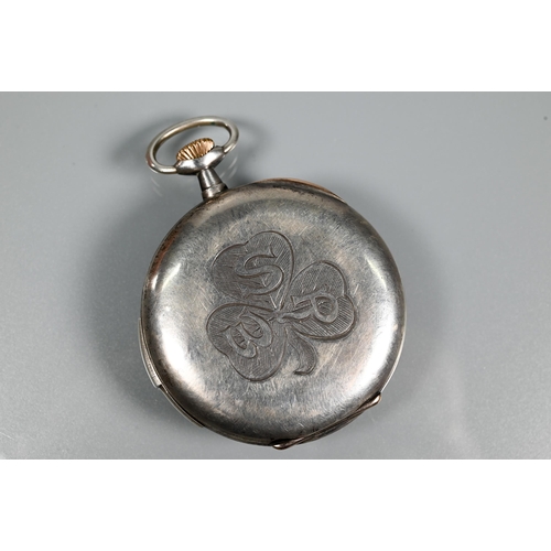 322 - A small Continental white metal cased repeating pocket watch engraved '1882-1907 28th September', to... 