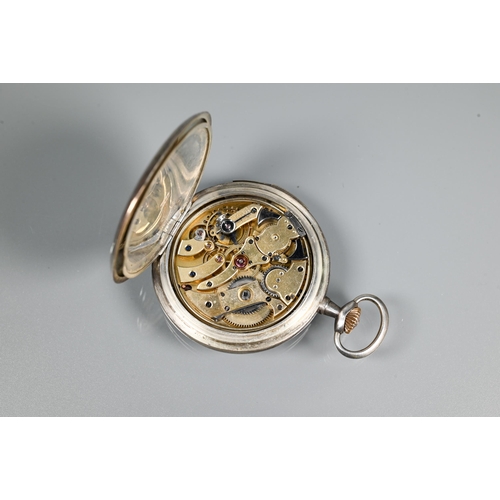 322 - A small Continental white metal cased repeating pocket watch engraved '1882-1907 28th September', to... 