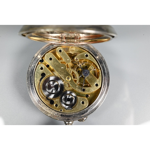 322 - A small Continental white metal cased repeating pocket watch engraved '1882-1907 28th September', to... 