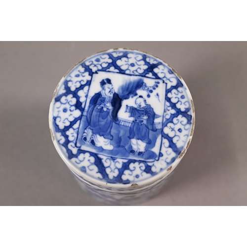 333 - A 19th century Chinese blue and white sleeve vase with four-character Kangxi mark but late Qing dyna... 