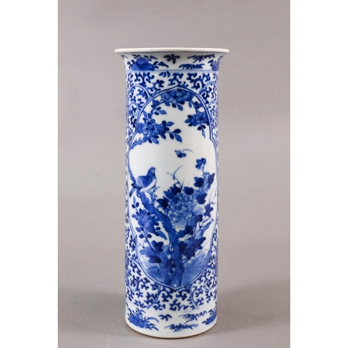 333 - A 19th century Chinese blue and white sleeve vase with four-character Kangxi mark but late Qing dyna... 