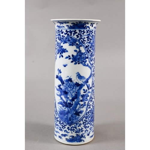 333 - A 19th century Chinese blue and white sleeve vase with four-character Kangxi mark but late Qing dyna... 