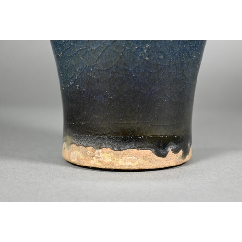 335 - A Chinese Junyao baluster vase with moulded taotie mask handles, opaque blue glaze with large irregu... 