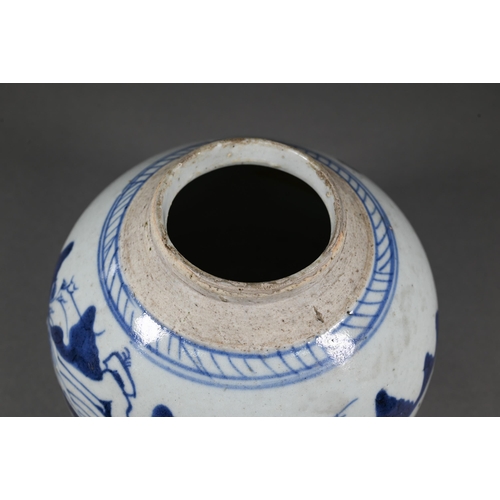 339 - A 19th century Chinese blue and white baluster vase painted with two dragons, Kangxi four-character ... 