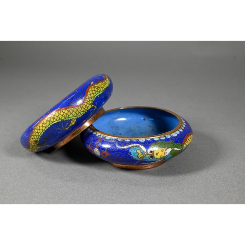 349 - A late 19th or early 20th century Chinese cloisonne blue ground vase decorated in polychrome enamels... 